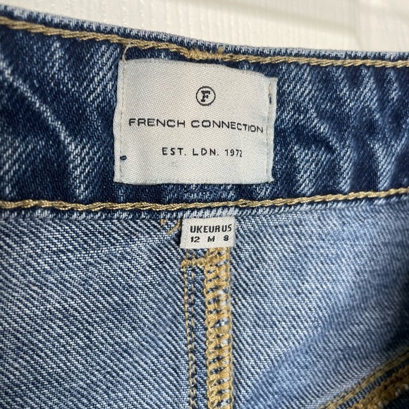 French Connection Women’s US 8 Allene Denim Mini Skirt Two-Toned Raw Hem EUC - Picture 7 of 8